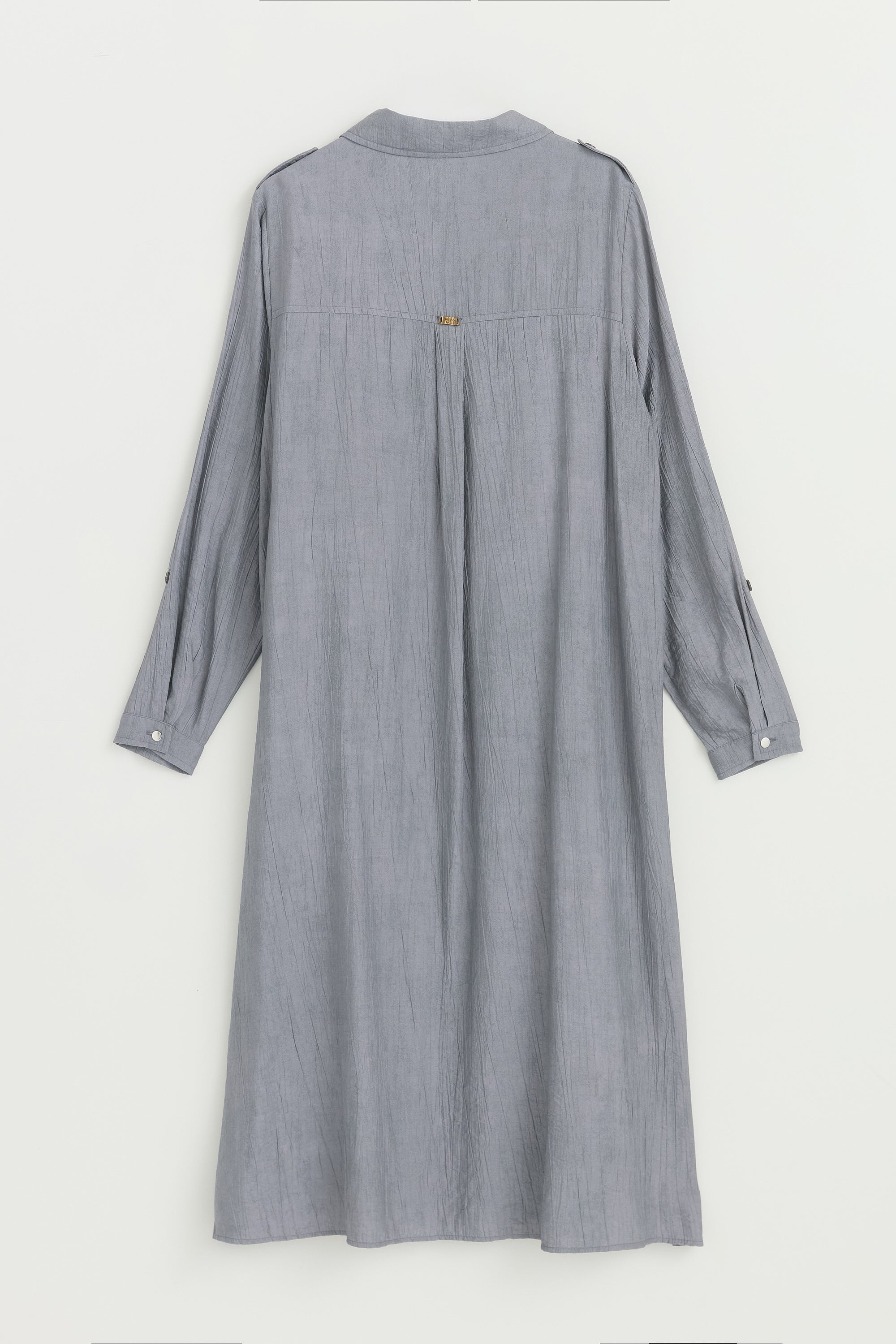 Büyük Beden Kolu Ayarlamalı Safari Rayon Tunik - Gri