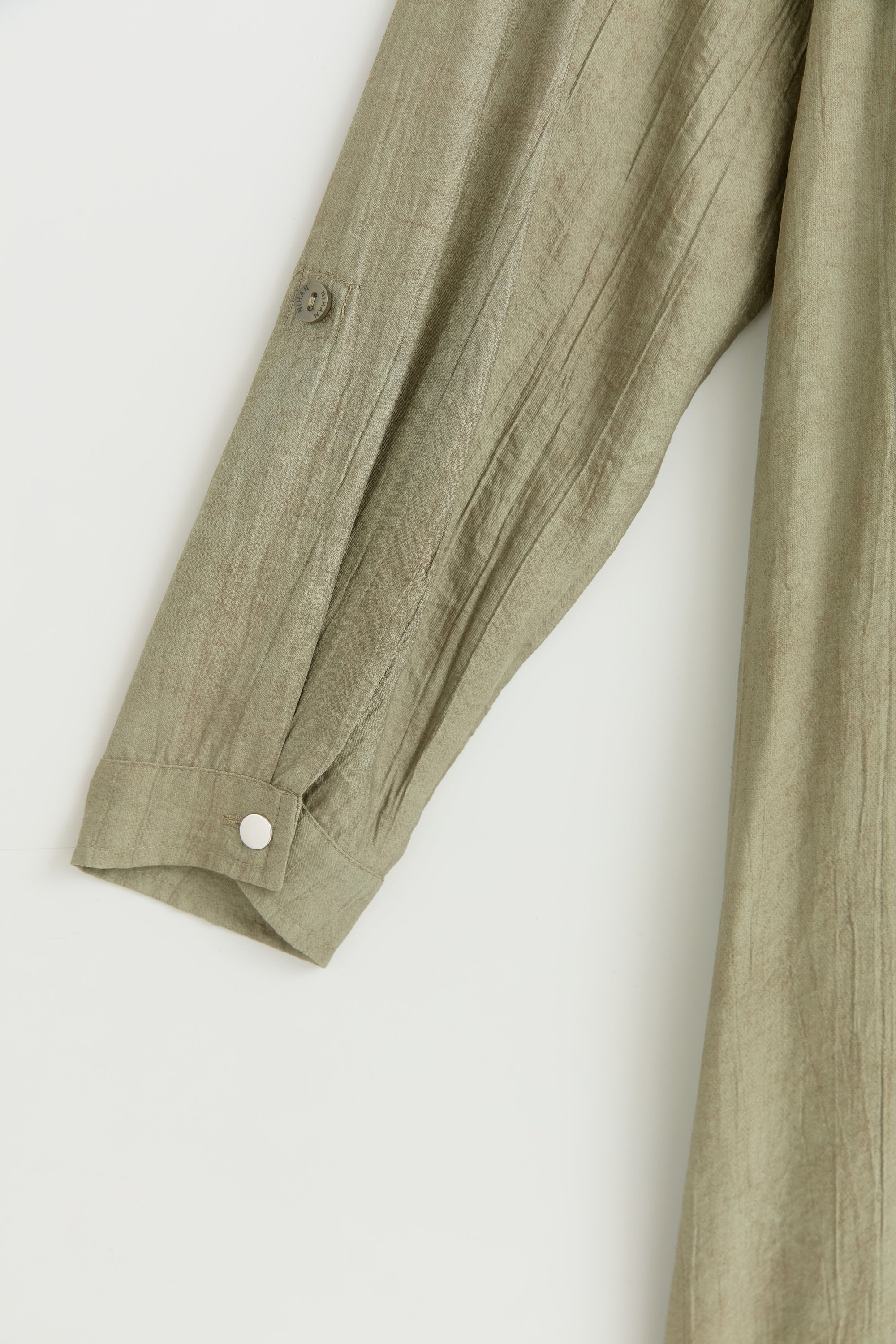 Büyük Beden Kolu Ayarlamalı Safari Rayon Tunik - Haki