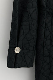 Plus Size Belted Textured Jacquard Trench Coat - Black