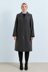 Plus Size One-Piece Closure Coat - Dark Gray
