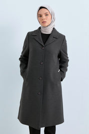 Plus Size One-Piece Closure Coat - Dark Gray