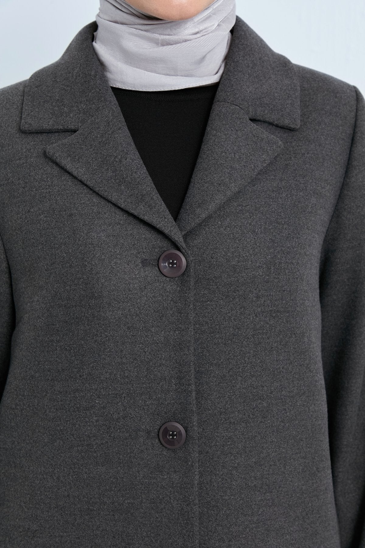 Plus Size One-Piece Closure Coat - Dark Gray