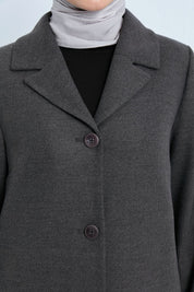 Plus Size One-Piece Closure Coat - Dark Gray