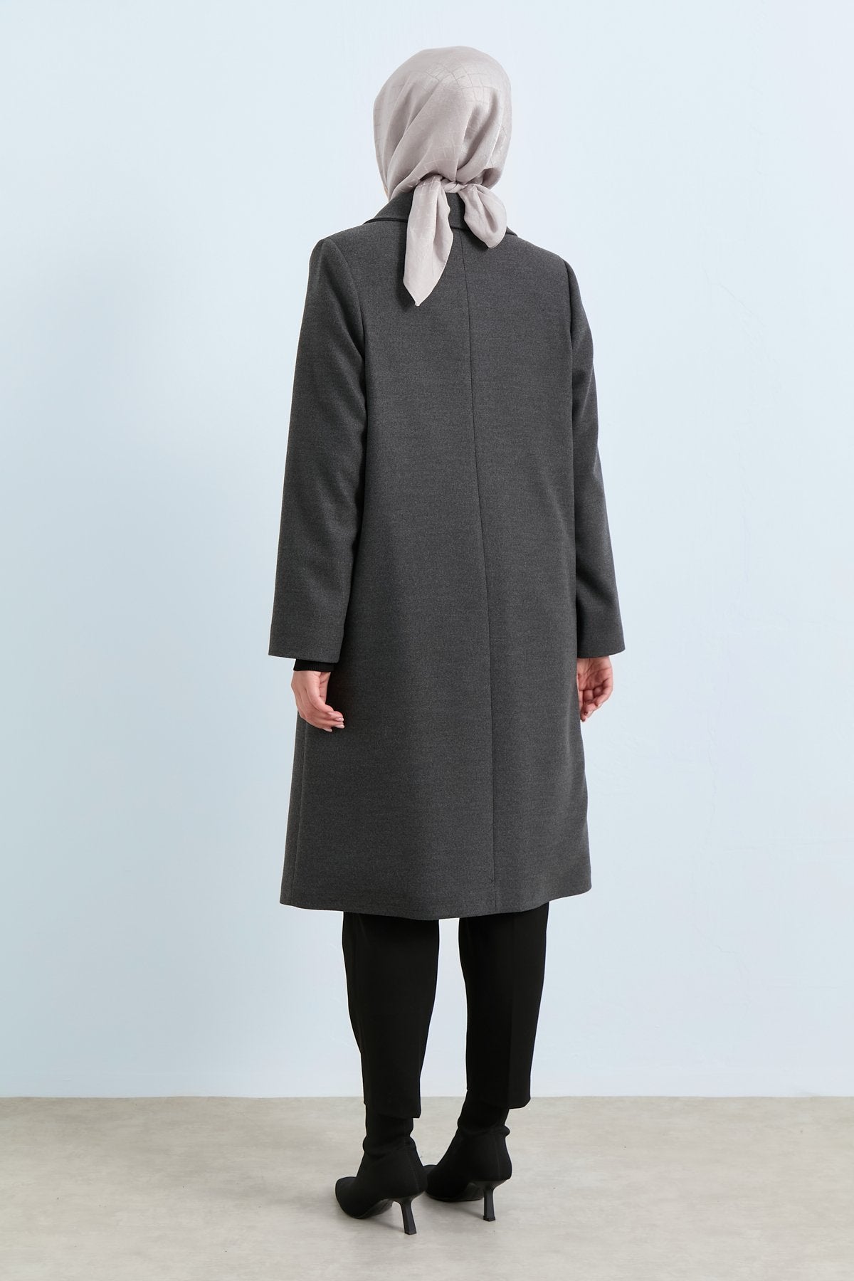 Plus Size One-Piece Closure Coat - Dark Gray