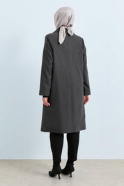 Plus Size One-Piece Closure Coat - Dark Gray