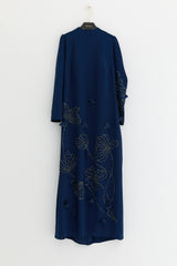 Plus Size Evening Dress with Sparkling Stone Details - Navy Blue
