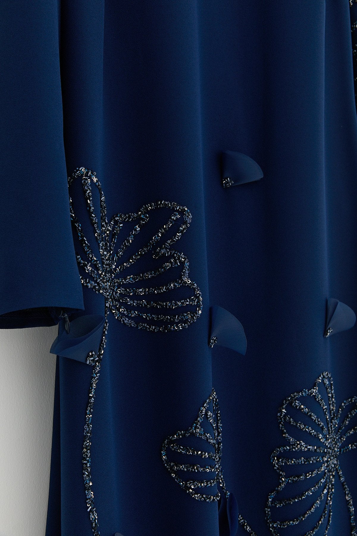 Plus Size Evening Dress with Sparkling Stone Details - Navy Blue