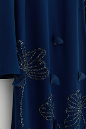 Plus Size Evening Dress with Sparkling Stone Details - Navy Blue