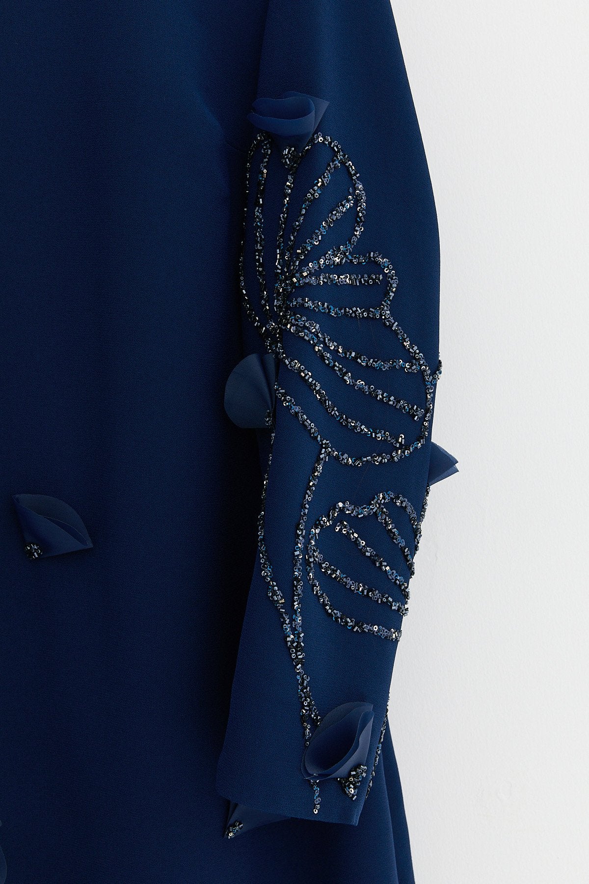 Plus Size Evening Dress with Sparkling Stone Details - Navy Blue