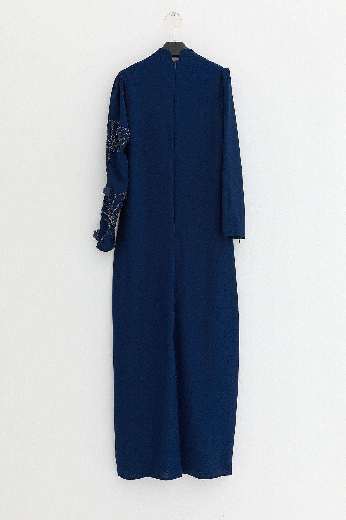 Plus Size Evening Dress with Sparkling Stone Details - Navy Blue