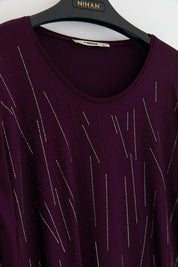 Plus Size Cotton Blouse - Plum