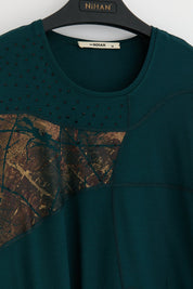Plus Size Cotton Blouse - Petrol