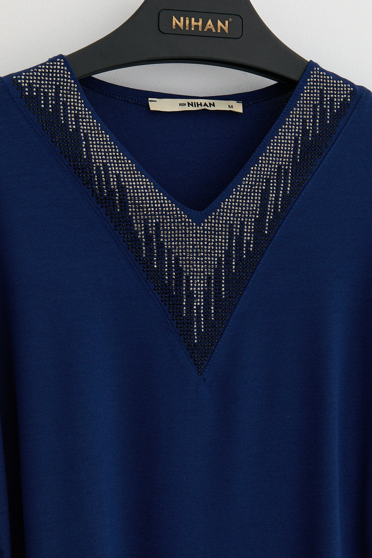 Plus Size Cotton Blouse - Navy Blue
