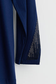 Plus Size Cotton Blouse - Navy Blue