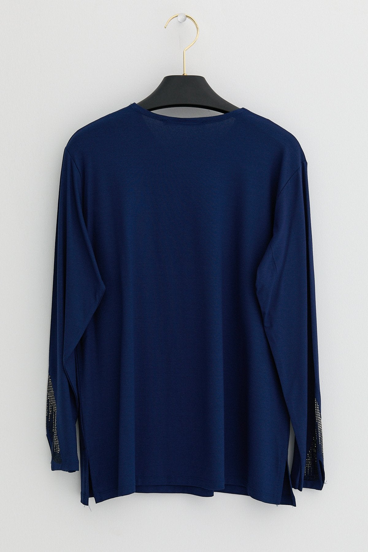 Plus Size Cotton Blouse - Navy Blue