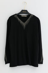 Plus Size Cotton Blouse - Black
