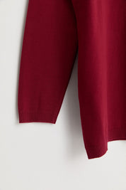 Plus Size Polo Collar Button-Down Viscose Sweater - Burgundy