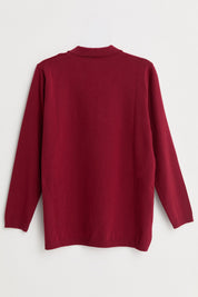 Plus Size Polo Collar Button-Down Viscose Sweater - Burgundy