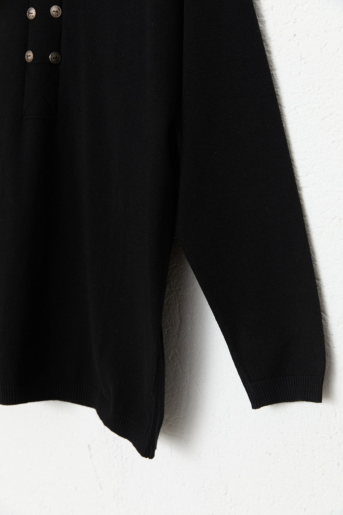 Plus Size Polo Collar Button-Down Viscose Sweater - Black