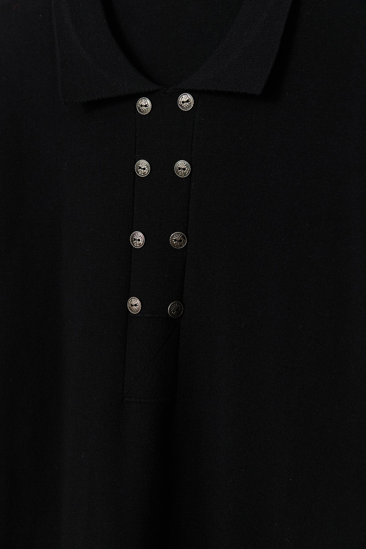 Plus Size Polo Collar Button-Down Viscose Sweater - Black