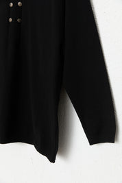 Plus Size Polo Collar Button-Down Viscose Sweater - Black