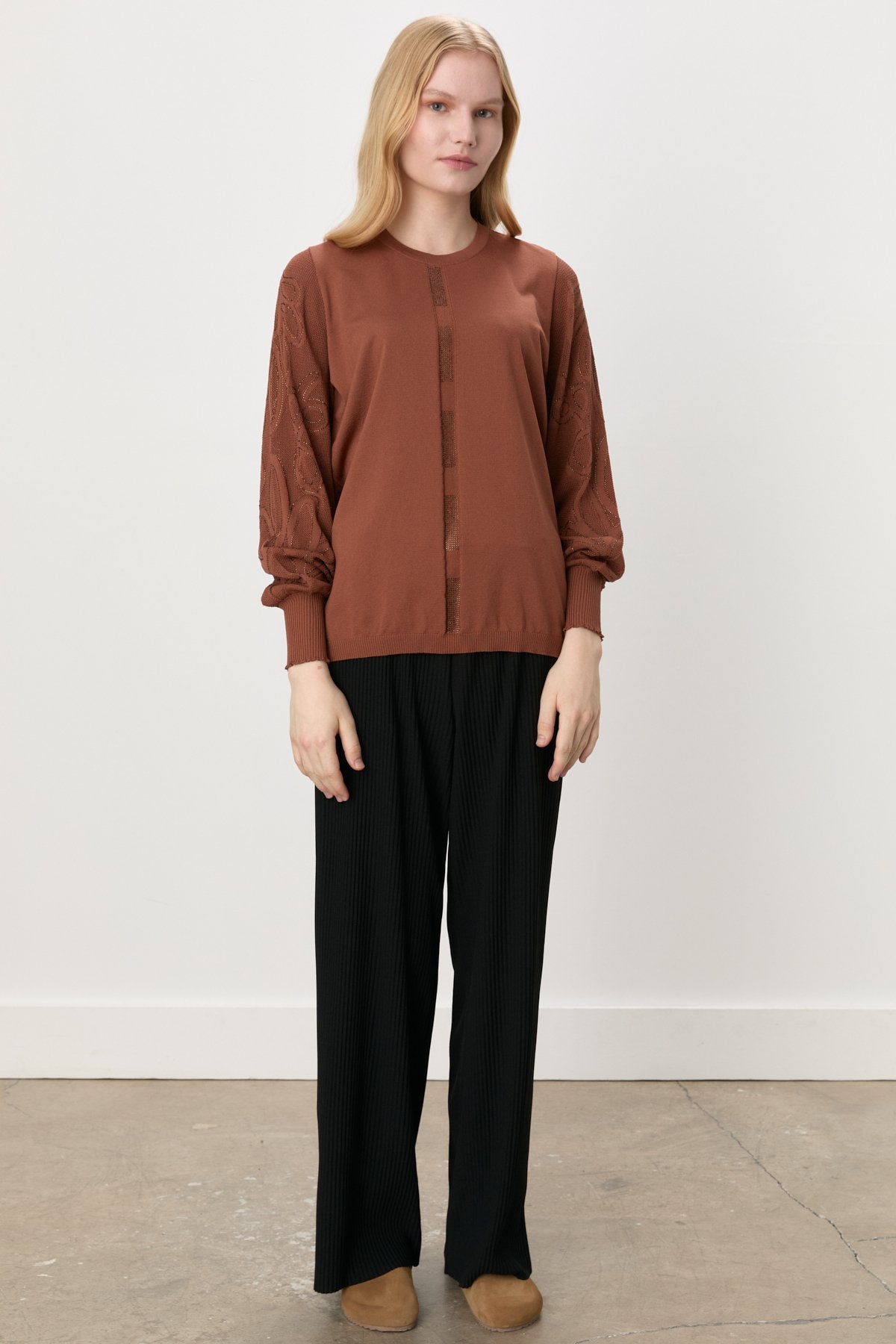 Plus Size Rayon Sweater - Brown