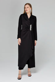 Plus Size Stylish Kaftan and Pants Set - Black
