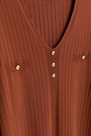 Plus Size V-Neck Viscose Sweater - Tan
