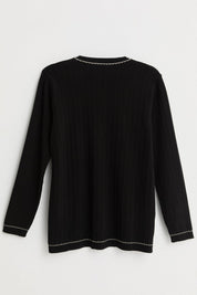 Plus Size Viscose Knit Sweater - Black