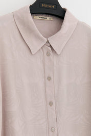 Plus Size Viscose Shirt with Side Slits - Beige