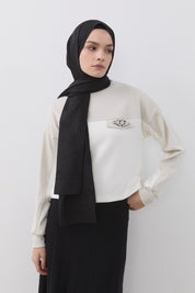 Büzgü Detaylı Örme Crop Bluz - Taş