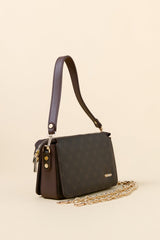 Monogram Çapraz Askılı Shopper Çanta - Kahve
