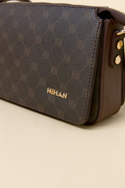 Monogram Çapraz Askılı Shopper Çanta - Kahve
