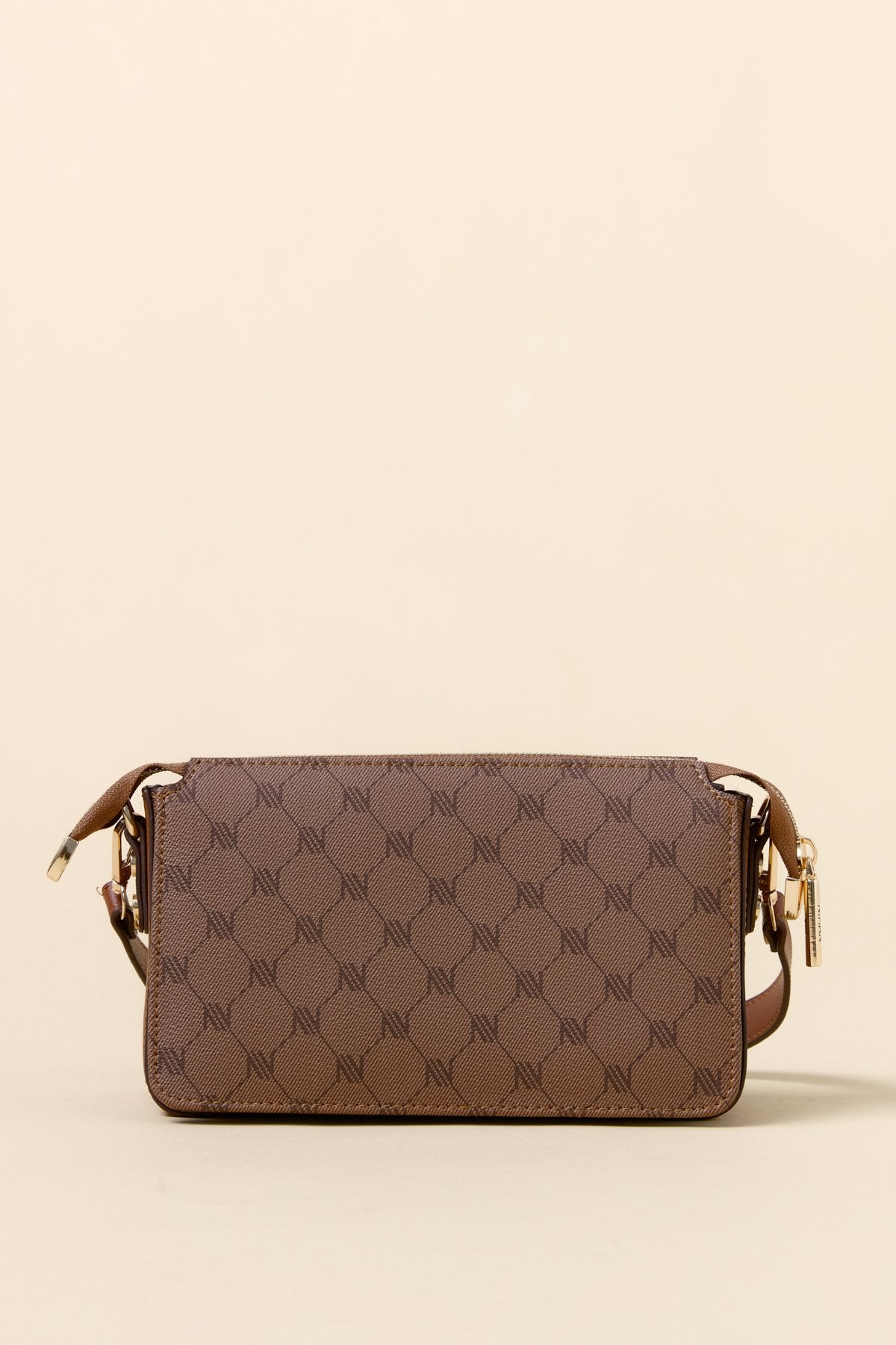 Monogram Crossbody Shopper Bag - Tan