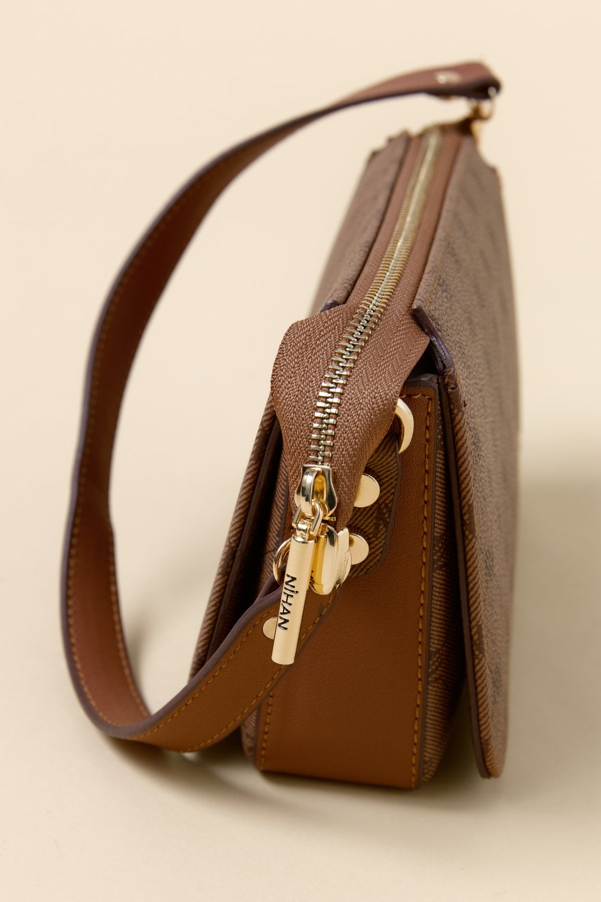 Monogram Crossbody Shopper Bag - Tan