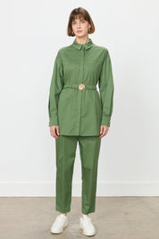 Casual Cotton Pants and Tunic Set - Khaki