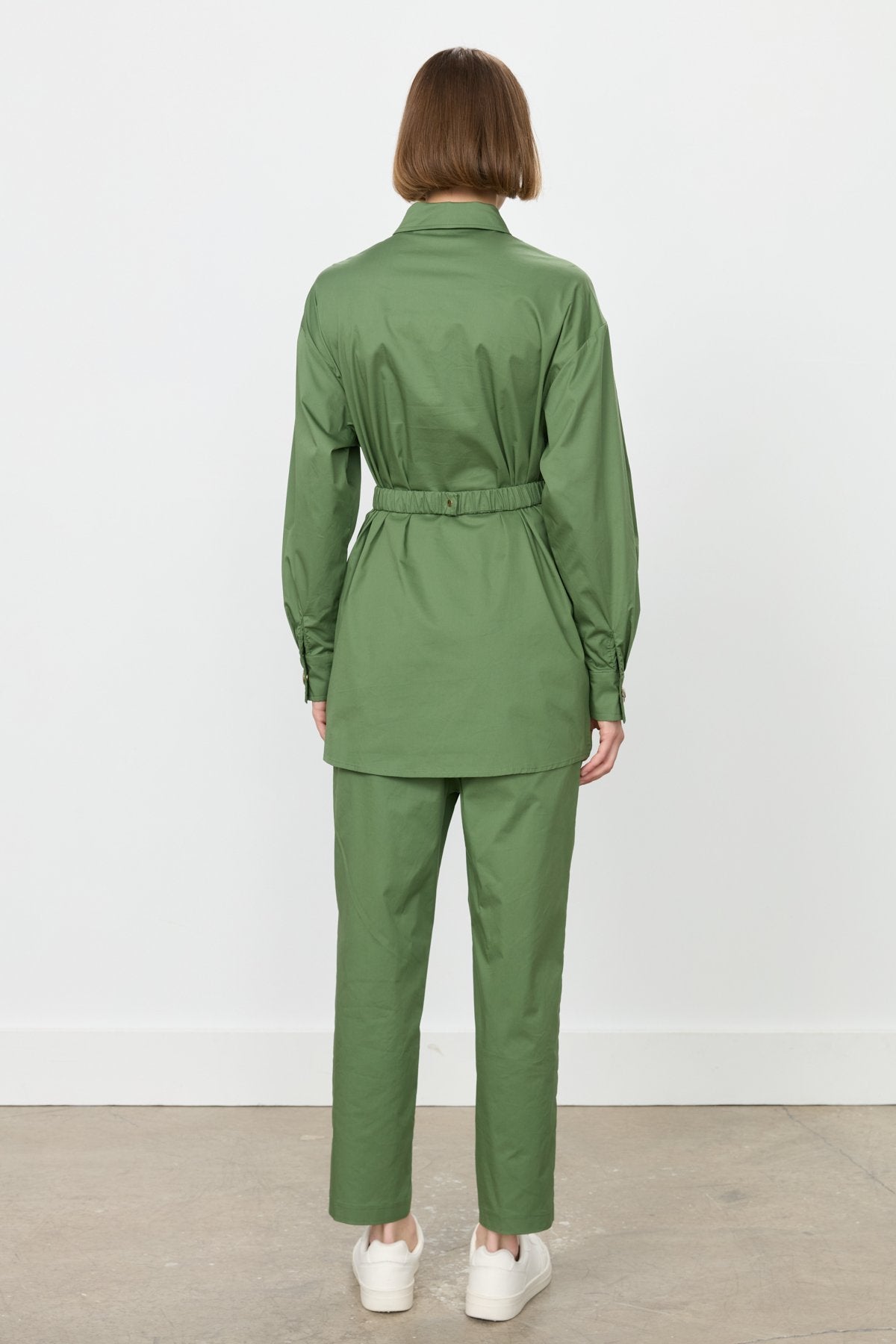 Casual Cotton Pants and Tunic Set - Khaki