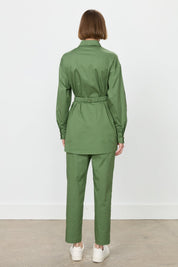 Casual Cotton Pants and Tunic Set - Khaki