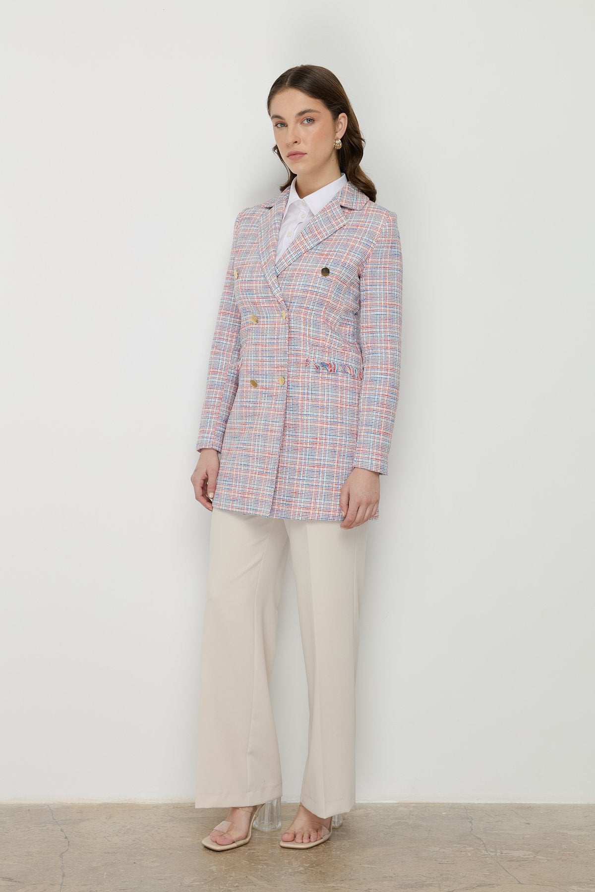 Chanel Double-Breasted Tweed Jacket with Tassel Pockets - Blue