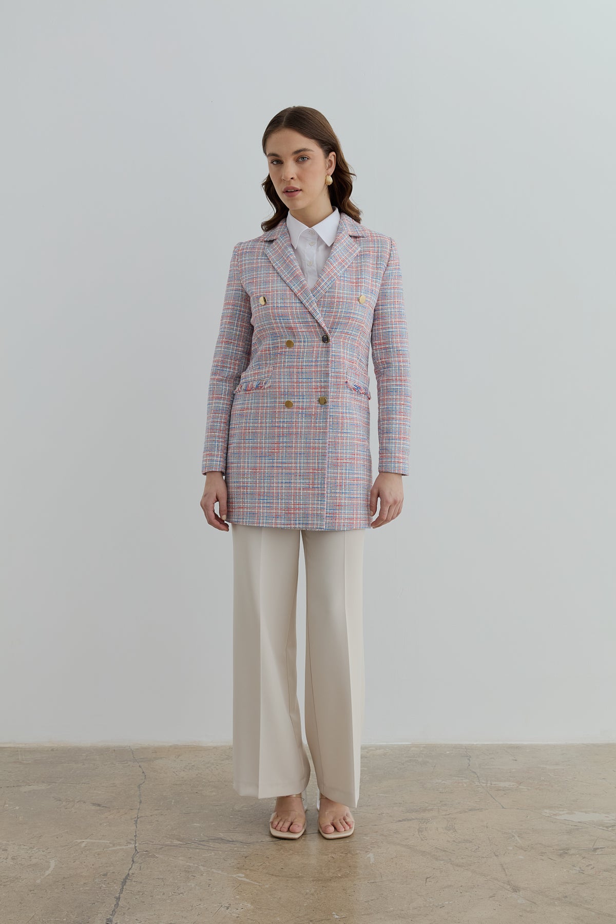 Chanel Double-Breasted Tweed Jacket with Tassel Pockets - Blue