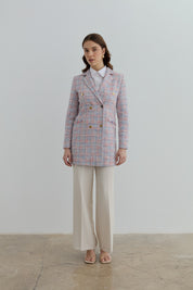 Chanel Double-Breasted Tweed Jacket with Tassel Pockets - Blue