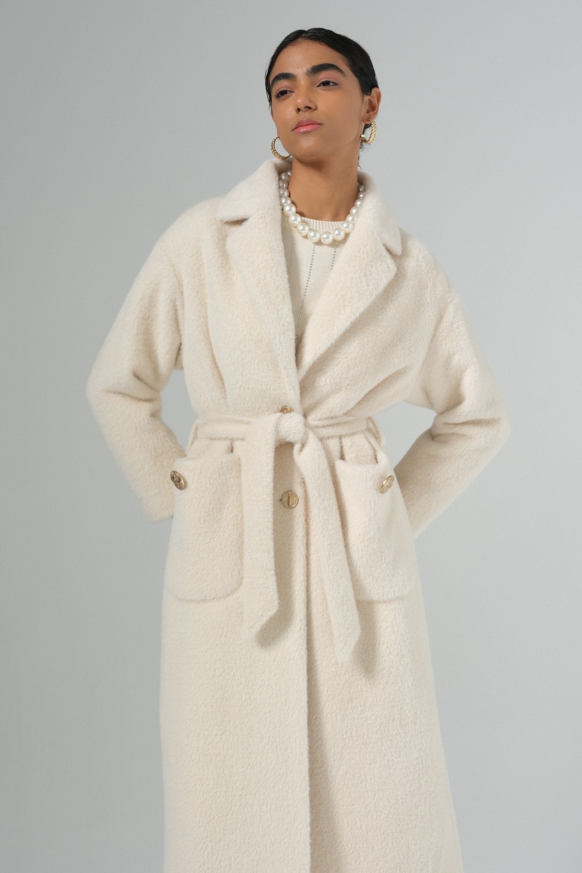 Cep Detaylı Angora Kaban - Bej