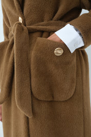 Cep Detaylı Angora Kaban - Kahve