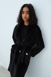Cep Detaylı Angora Kaban - Siyah