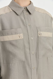 Cep Detaylı Gömlek Yaka Tencel Tunik - Gri