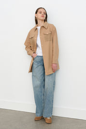 Canvas Denim Jacket with Pocket Detail - Camel