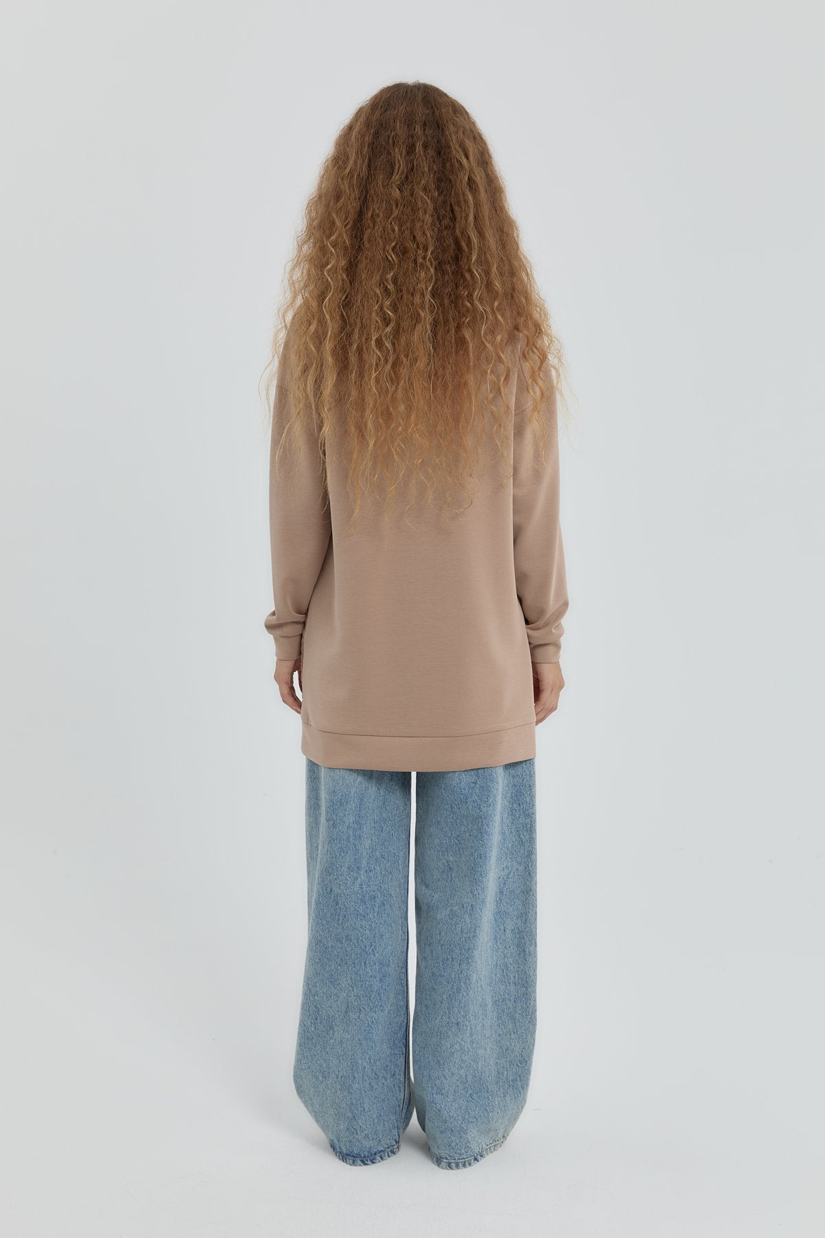 Cep Detaylı Kapitone Garnili Sweat - Camel