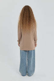 Cep Detaylı Kapitone Garnili Sweat - Camel