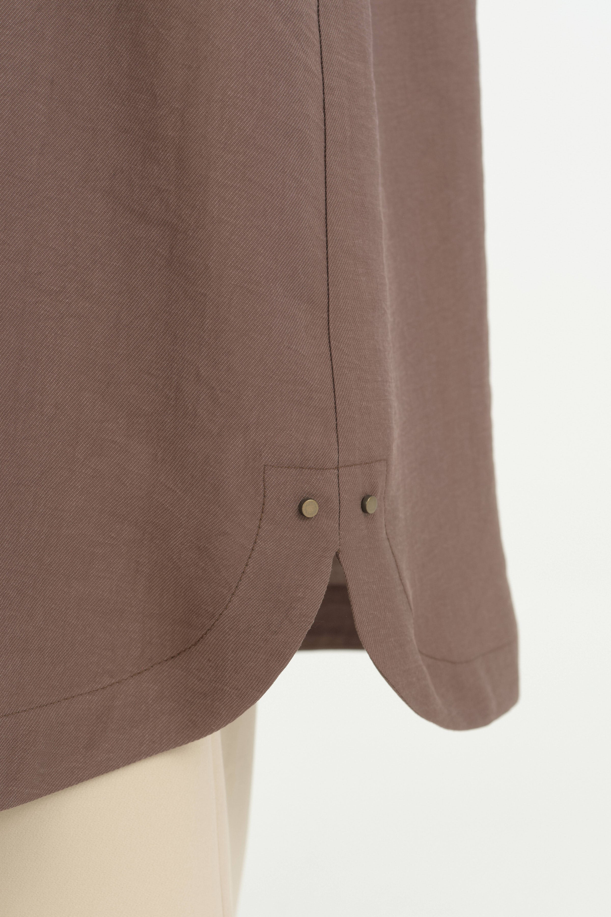 Cep Detaylı Kemerli Tencel Ferace - Açık Kahve