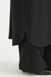 Cep Detaylı Kemerli Tencel Ferace - Siyah